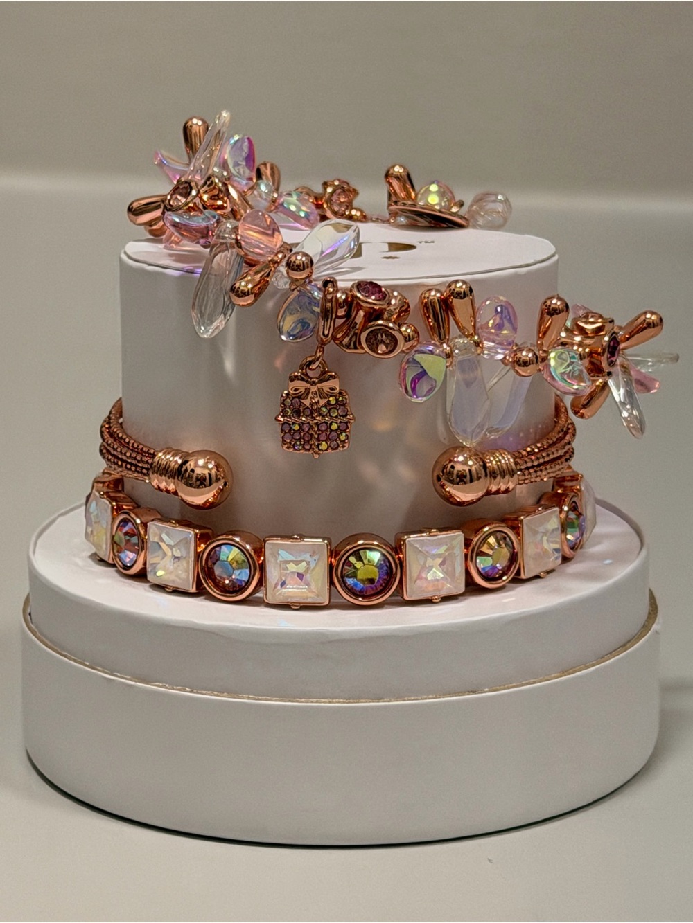 Bomb Party NWT! Rose Gold Bracelets Iridescent - “Love is the Greatest Gift”